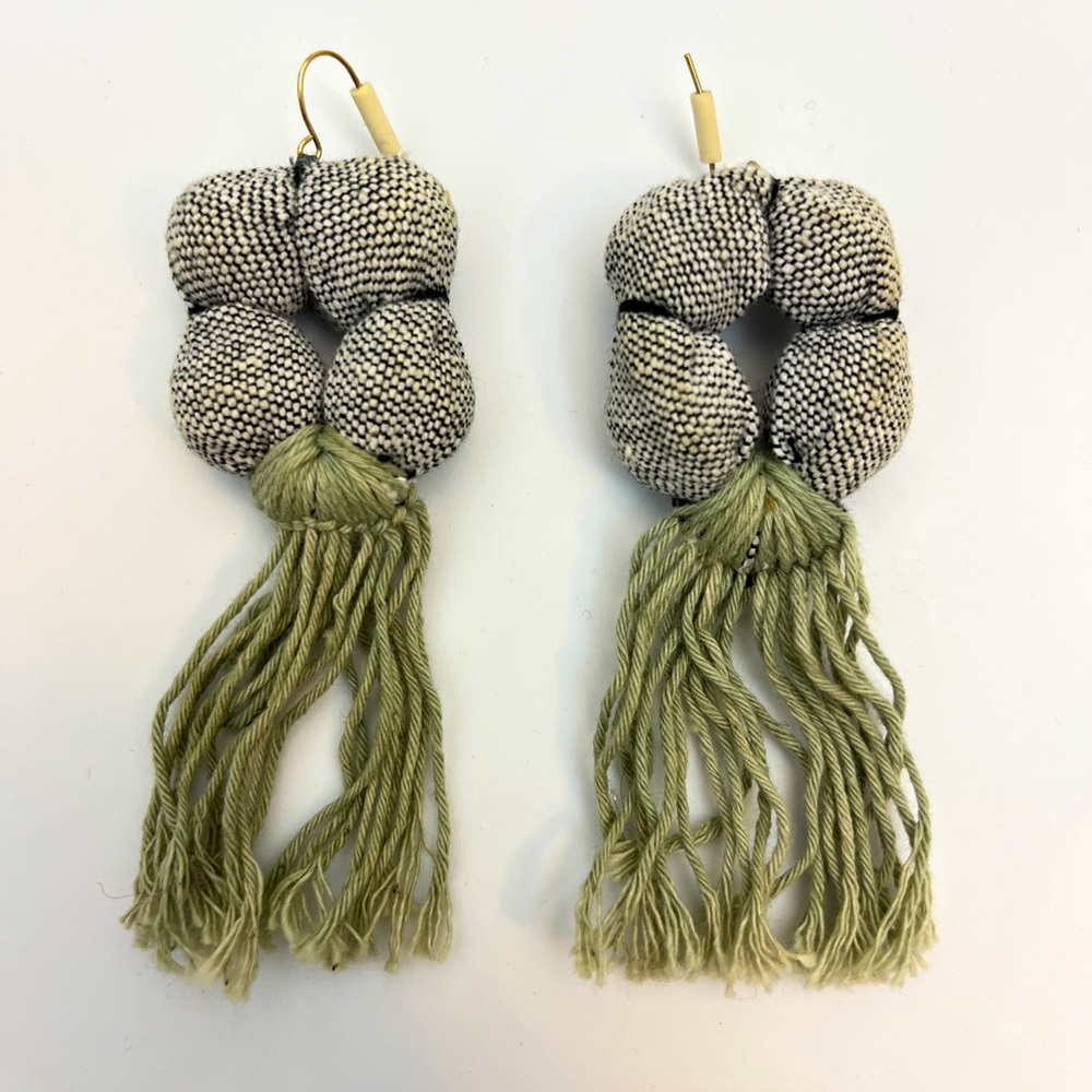 Vianney Mendez Woven Cotton Tassel Earrings
